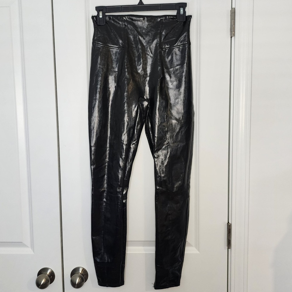 Spanx Faux Leather Leggings High Waisted Shaping Tummy Control Small